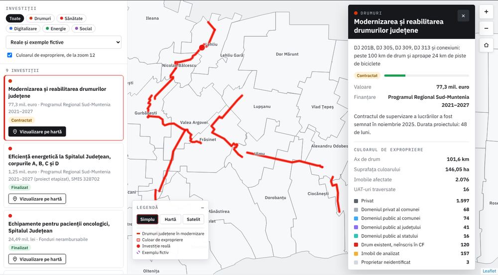 Portalul Investiții publice, exemplul Călărași